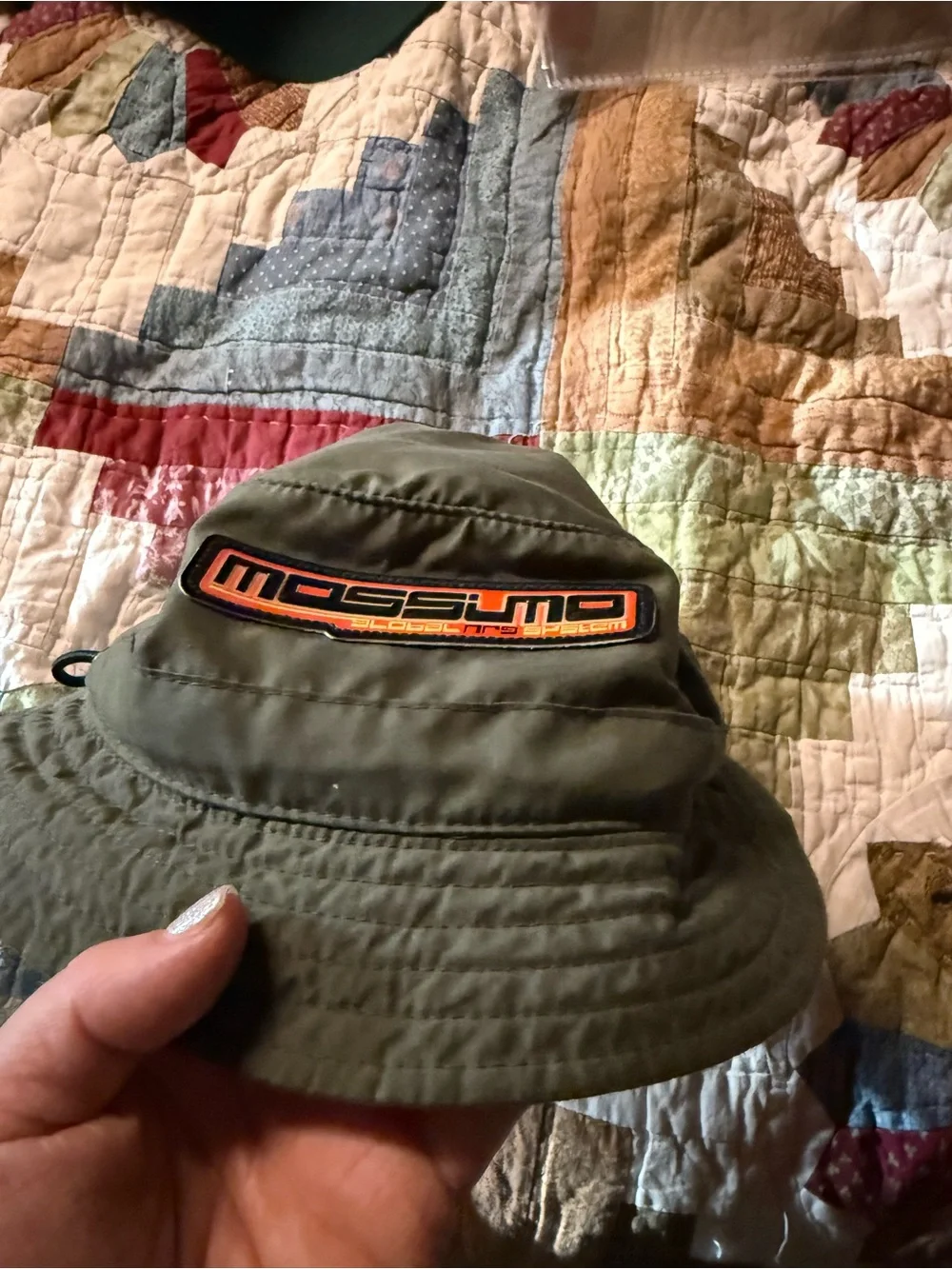 Mossimo Olive Green Bucket Hat with Logo Patch for kids one size